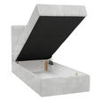 BOXBETT 70/200 cm,  in Hellgrau, Matratze, gepolstertes Kopfteil, Bettkasten, Topper, H3 = fest  - Hellgrau/Schwarz, Design, Holzwerkstoff/Kunststoff (70/200cm) - Esposa