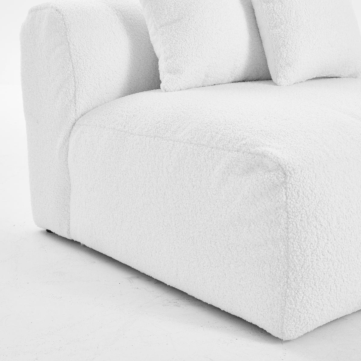 SOFAELEMENT in Flachgewebe, Teddystoff Weiss  - Weiss, Trend, Textil (100/70/122cm) - Livetastic