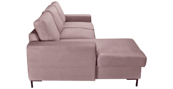 ECKSOFA Altrosa Cord  - Schwarz/Altrosa, KONVENTIONELL, Textil/Metall (150/240cm) - Carryhome