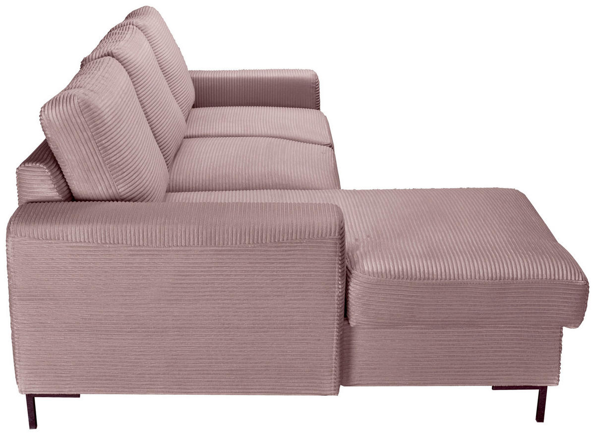 ECKSOFA Altrosa Cord  - Schwarz/Altrosa, KONVENTIONELL, Textil/Metall (150/240cm) - Carryhome