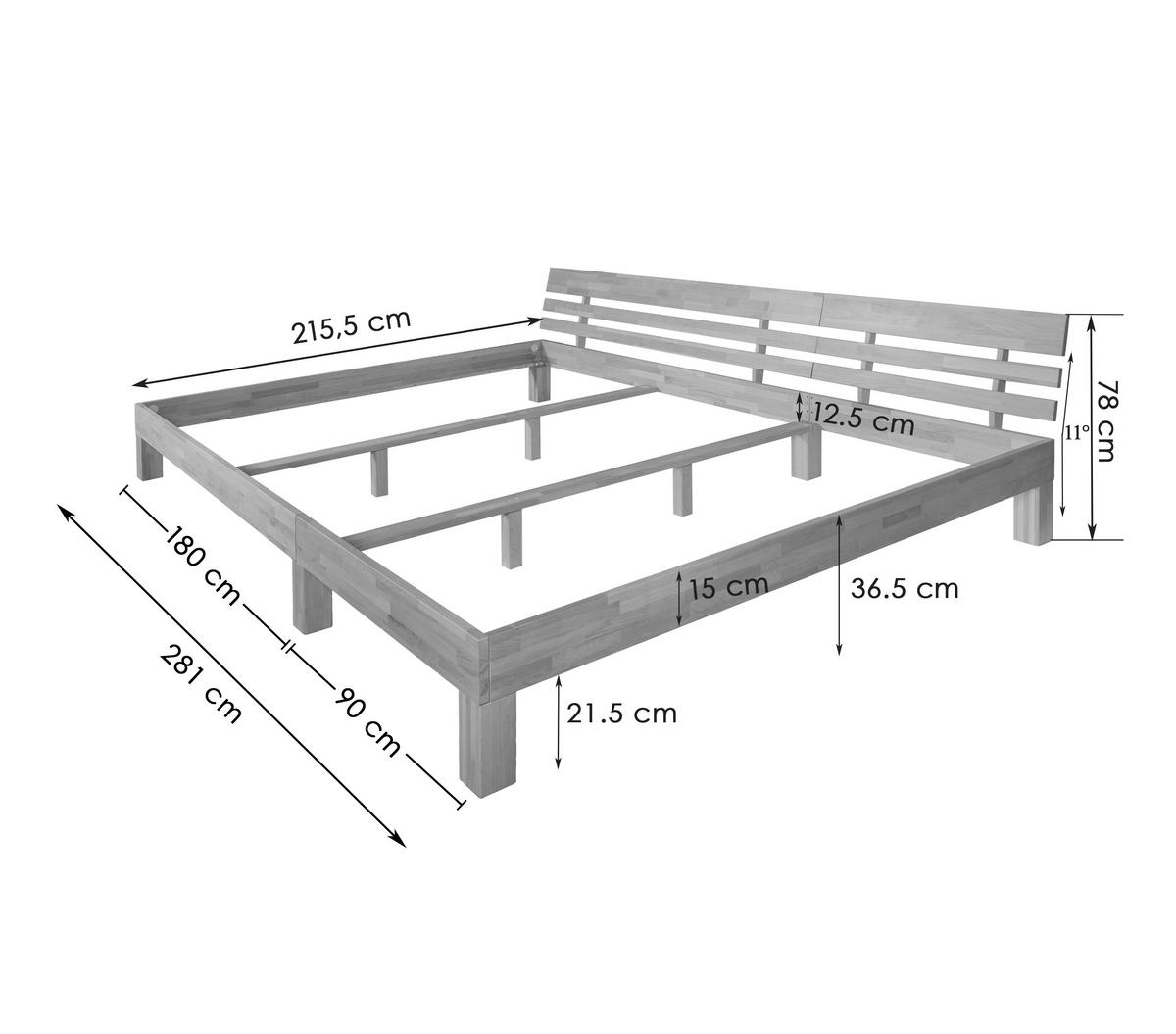 FAMILIENBETT - Buchefarben, Modern, Holz (270/200cm) - P & B