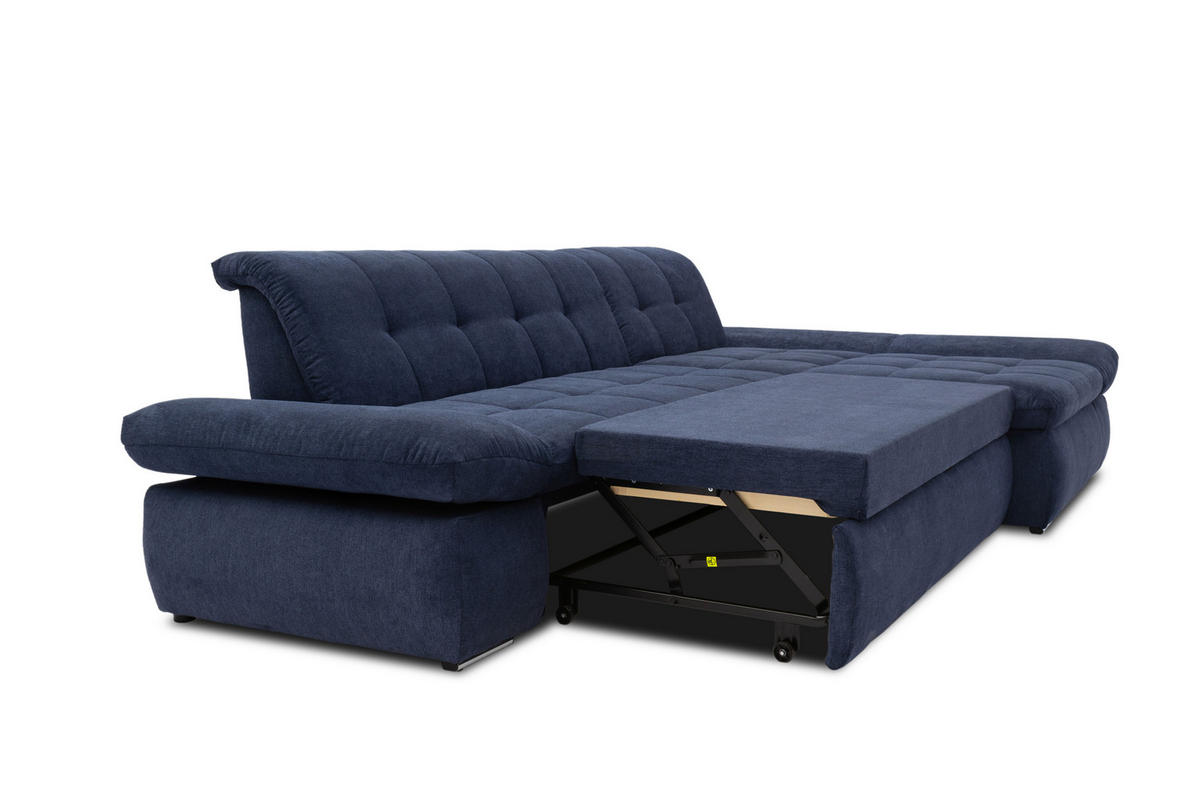 ECKSOFA Dunkelblau Mikrofaser  - Chromfarben/Dunkelblau, KONVENTIONELL, Textil/Metall (300/172cm) - MID.YOU