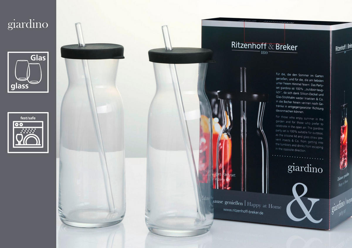 GLÄSERSET  6-teilig  - Klar/Schwarz, Basics, Glas/Kunststoff - Ritzenhoff Breker