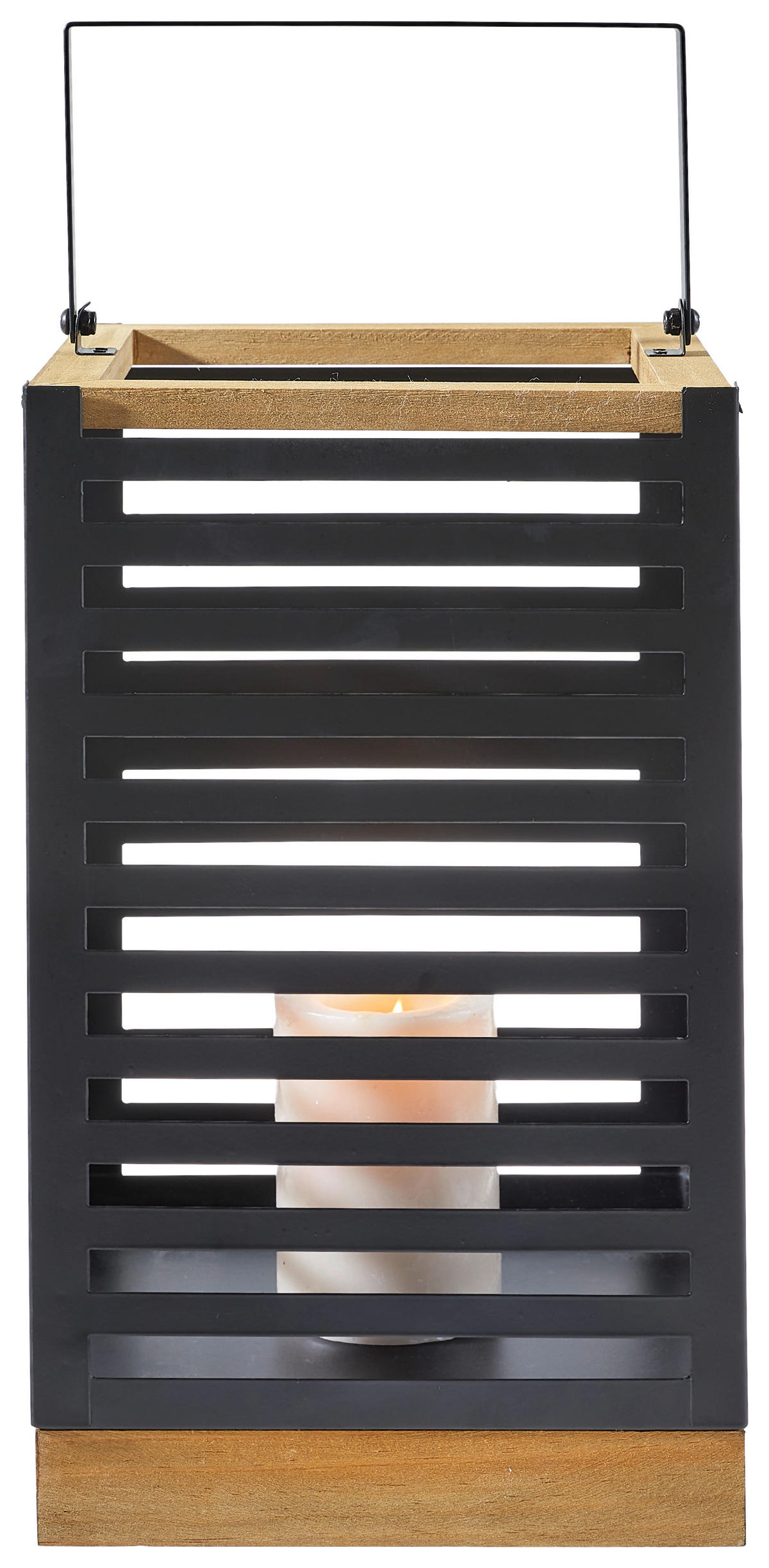 LATERNE - Schwarz/Braun, Basics, Holz/Metall (20/36/20cm) - Ambia Home