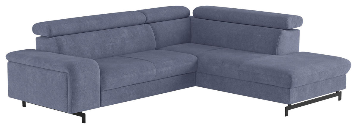 ECKSOFA Blau Chenille  - Blau/Schwarz, Textil/Metall (262/215cm) - MID.YOU
