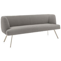 SITZBANK in Metall, Textil Edelstahlfarben, Graubraun  - Edelstahlfarben/Graubraun, Design, Textil/Metall (200/87/64cm) - Venjakob