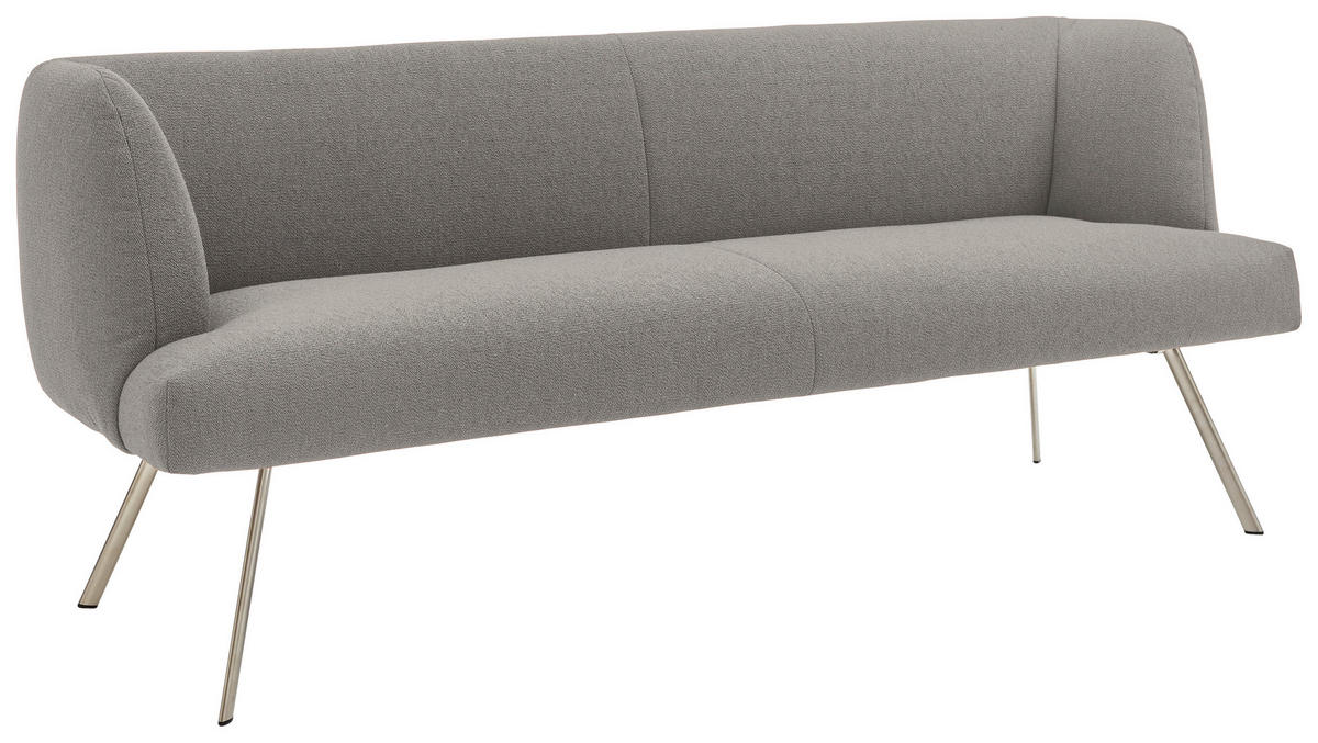 SITZBANK in Metall, Textil Edelstahlfarben, Graubraun  - Edelstahlfarben/Graubraun, Design, Textil/Metall (200/87/64cm) - Venjakob