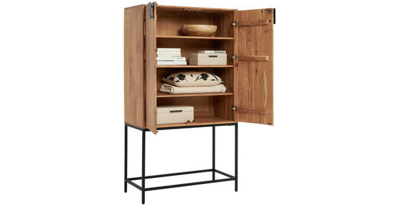 HIGHBOARD in 90/160/42 cm - Schwarz/Akaziefarben, Trend, Holz/Metall (90/160/42cm) - Ambia Home
