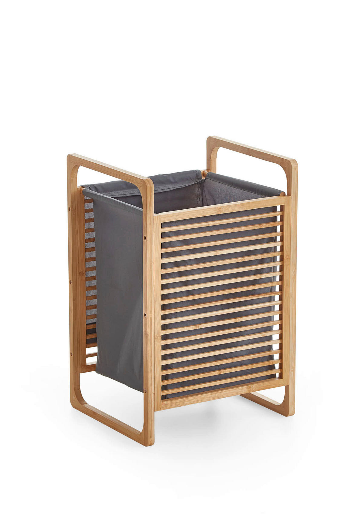 WÄSCHEKORB - Eichefarben/Grau, Design, Holzwerkstoff/Textil (31,8/75,5/60,6cm) - MID.YOU