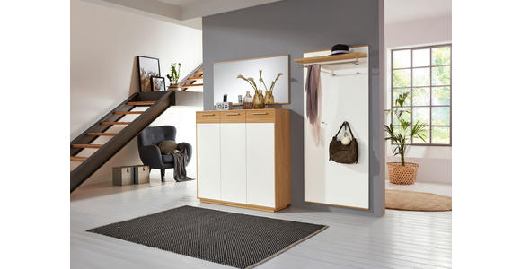 GARDEROBE 3-teilig  in 220/195/37 cm  - Eichefarben/Weiß, Design, Holz/Holzwerkstoff (220/195/37cm) - Novel