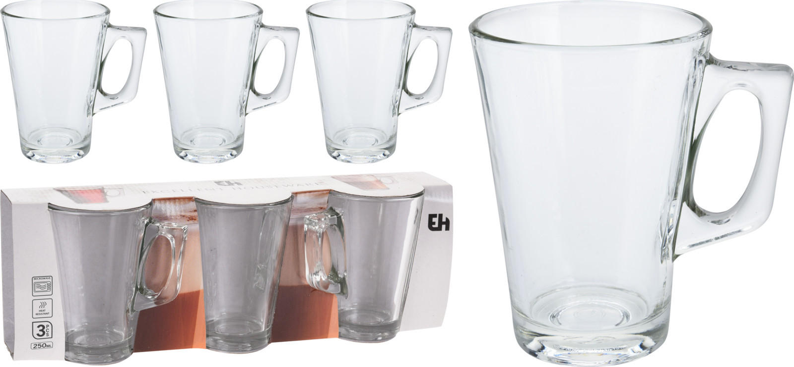 SET MED TEGLAS  - transparent, Basics, glas (7,6/11/7,6cm)