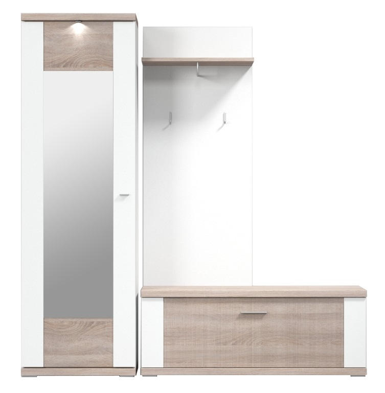 GARDEROBE Weiß, Eichefarben - Eichefarben/Weiß, Design (193,5/206,6/41,6cm) - Xora