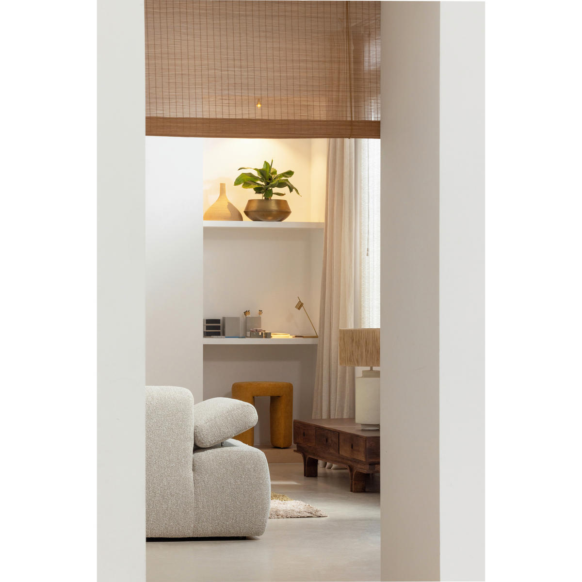 SOFAELEMENT Mojo in Bouclé Beige  - Beige/Schwarz, Design, Textil (162/74/124cm) - Livetastic