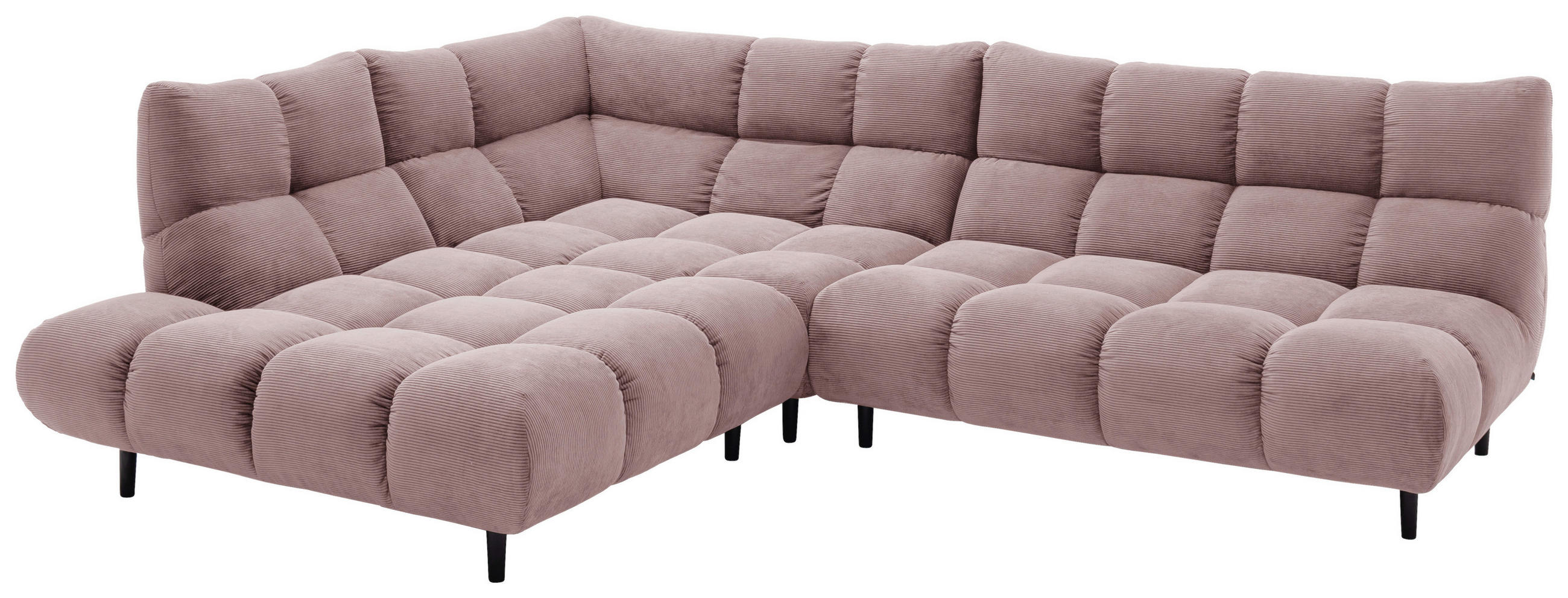 ECKSOFA Ottomane links, Eckteil  Altrosa Feincord  - Schwarz/Altrosa, Design, Holz/Textil (215/288cm) - Pure Home Lifestyle