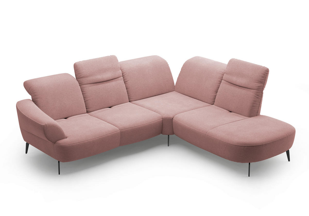 ECKSOFA DANCE E Altrosa Mikrofaser  - Schwarz/Altrosa, MODERN, Textil/Metall (302/270cm) - Sit & More