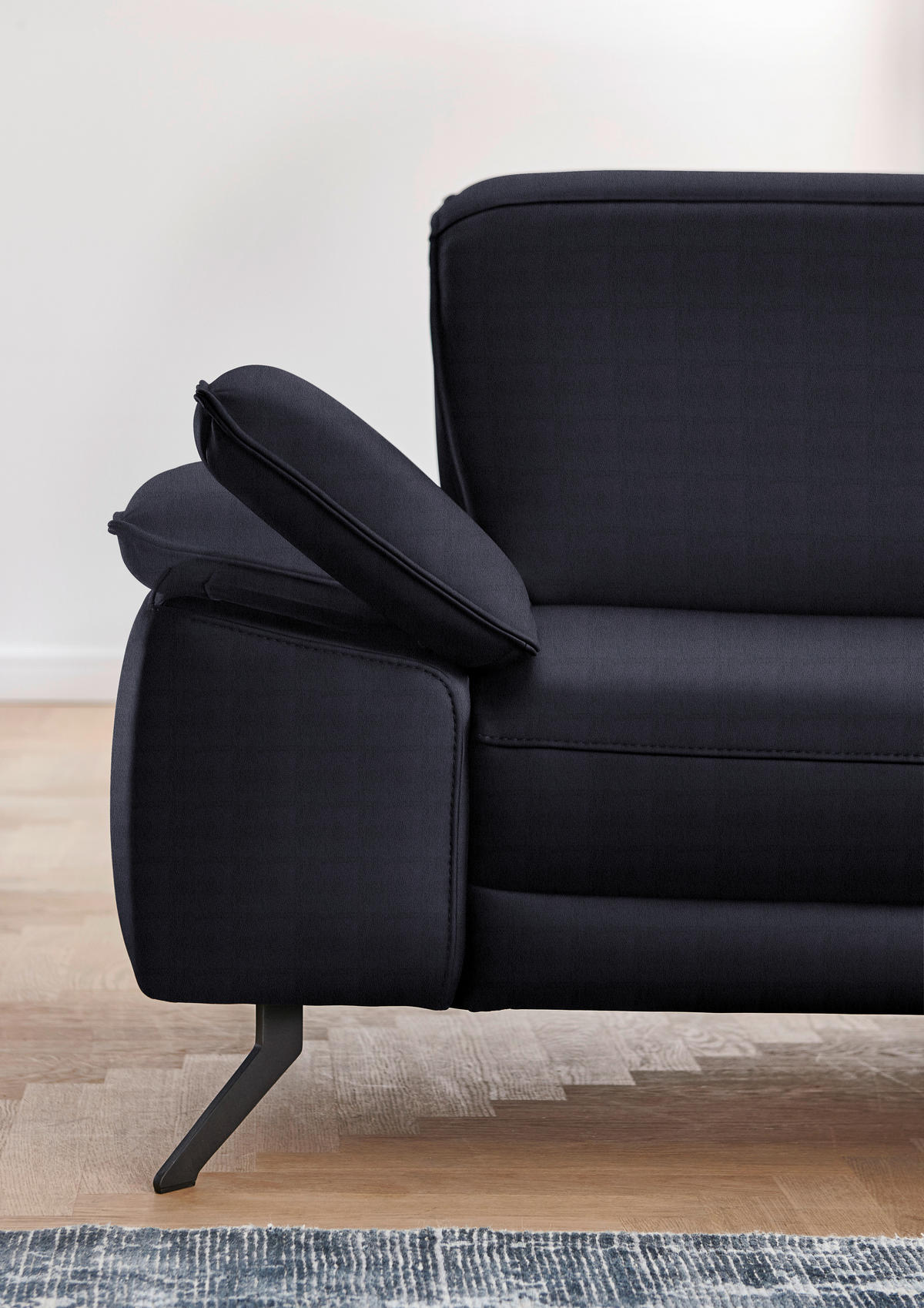 ECKSOFA in Echtleder Schwarz  - Schwarz, Design, Leder/Metall (328/193cm) - Dieter Knoll