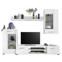 REGAL ZA DNEVNI BORAVAK bela   - bela/srebrna, Dizajnerski, staklo/pločasti materijal (230/190/40cm) - Ti'me