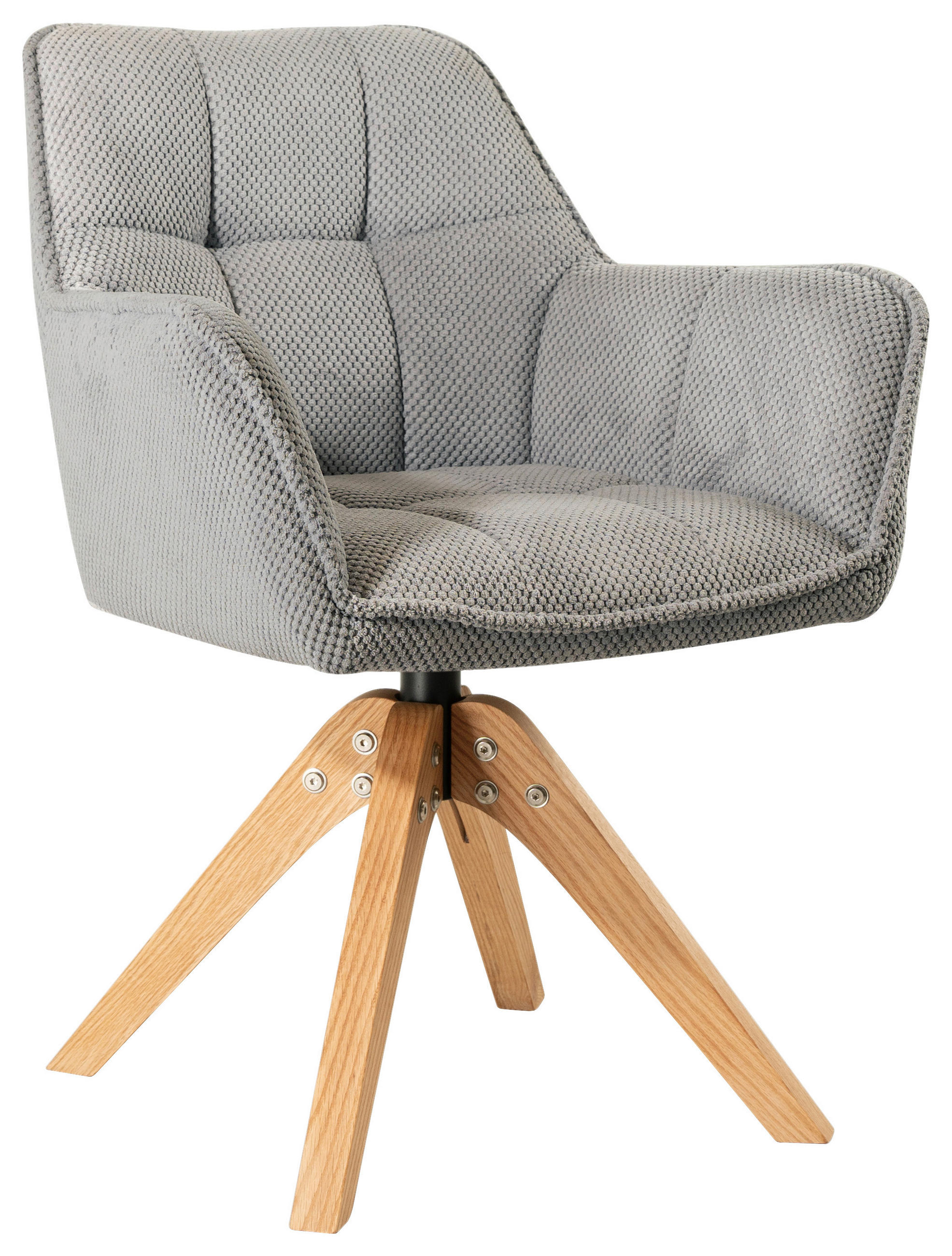 ARMLEHNSTUHL Webstoff  - Eichefarben/Grau, Basics, Holz/Textil (61/85/63cm) - MID.YOU