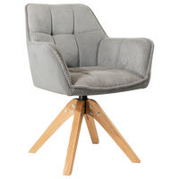 ARMLEHNSTUHL Webstoff  - Eichefarben/Grau, Basics, Holz/Textil (61/85/63cm) - MID.YOU