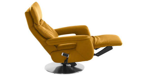RELAXSESSEL in Leder Currygelb - Currygelb/Edelstahlfarben, Design, Leder/Metall (78/112/85cm) - Cantus