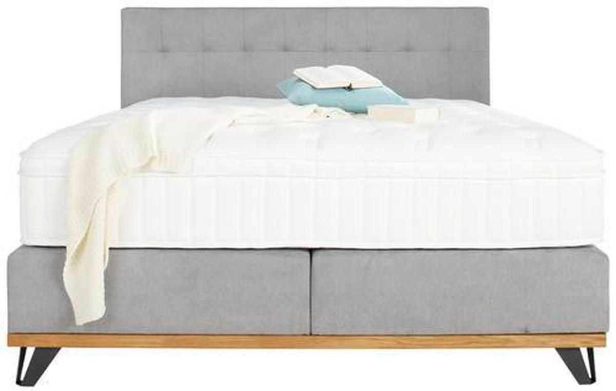 BOXSPRING KREVET 160/200 cm     siva  - boja cinka/siva, Moderno, tekstil/metal (160/200cm) - Novel