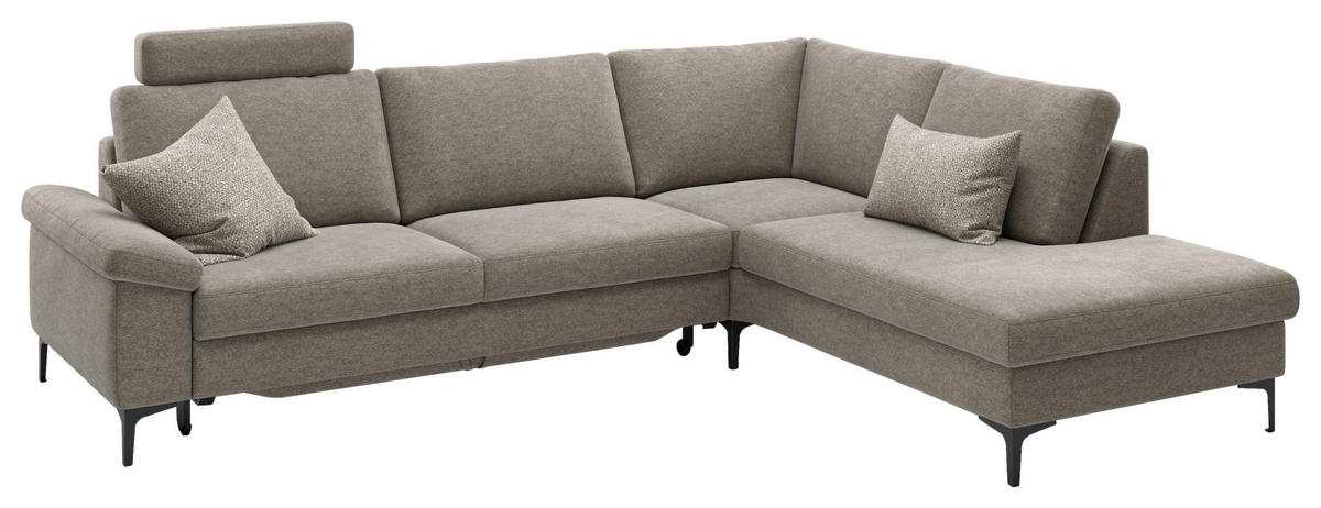 ECKSOFA  in Flachgewebe Taupe  280/220 cm  - Taupe/Schwarz, Design, Textil/Metall (280/220cm) - Pure Home Lifestyle