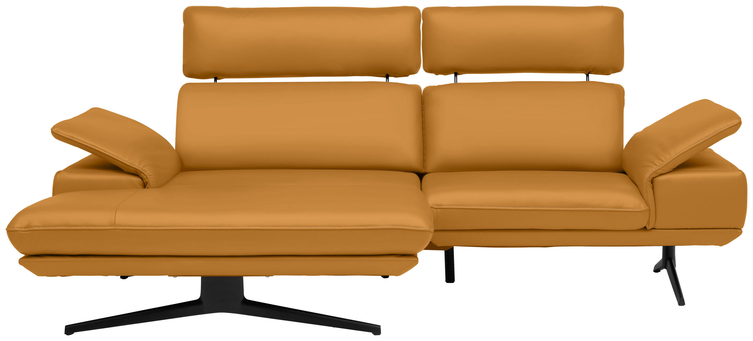 ECKSOFA in Echtleder Goldfarben  150/242 cm  - Beige/Goldfarben, Design, Leder/Metall (150/242cm) - Koinor