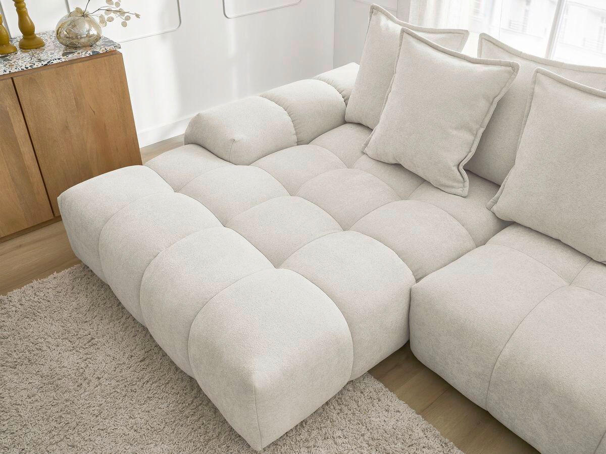 ECKSCHLAFSOFA EVEREST  mit Rücken echt, Armteil links, Armteil rechts Struktur Beige  - Beige/Schwarz, MODERN, Kunststoff/Textil (318/180cm) - Livetastic
