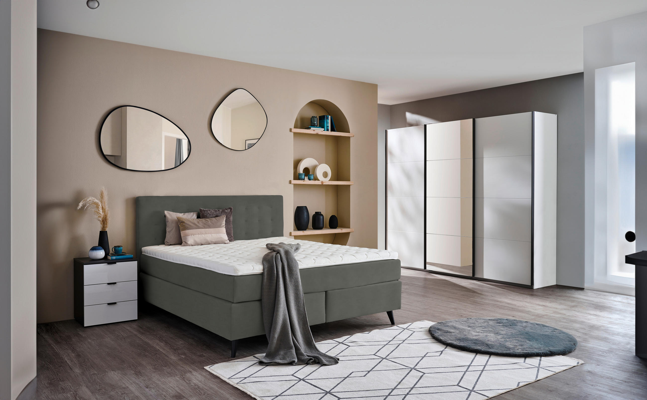 LIT BOXSPRING 160/200 cm  in Grau  - Schwarz/Grau, Konventionell, Holz/Textil (160/200cm) - Voleo
