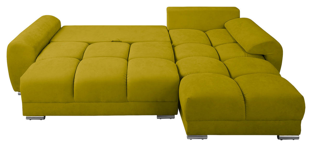 ECKSOFA in Mikrofaser Grün  - Silberfarben/Grün, Design, Textil/Metall (256/175cm) - Livetastic