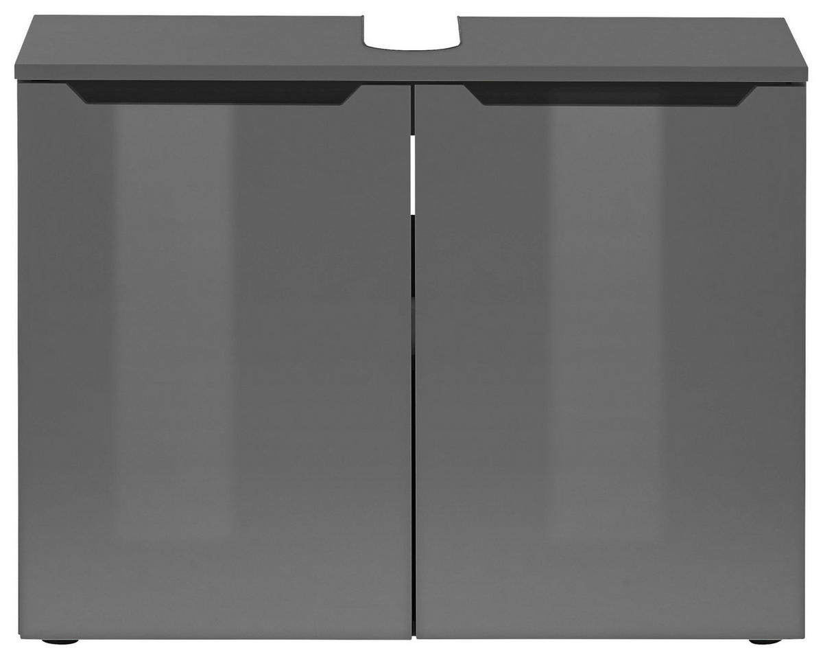 WASCHBECKENUNTERSCHRANK 80/60/35 cm  - Anthrazit/Anthrazit Hochglanz, KONVENTIONELL, Holzwerkstoff/Kunststoff (80/60/35cm) - home24