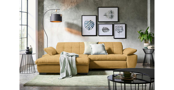 ECKSOFA in Webstoff Honig 180/265 cm - Schwarz/Honig, Design, Textil/Metall (180/265cm) - Carryhome