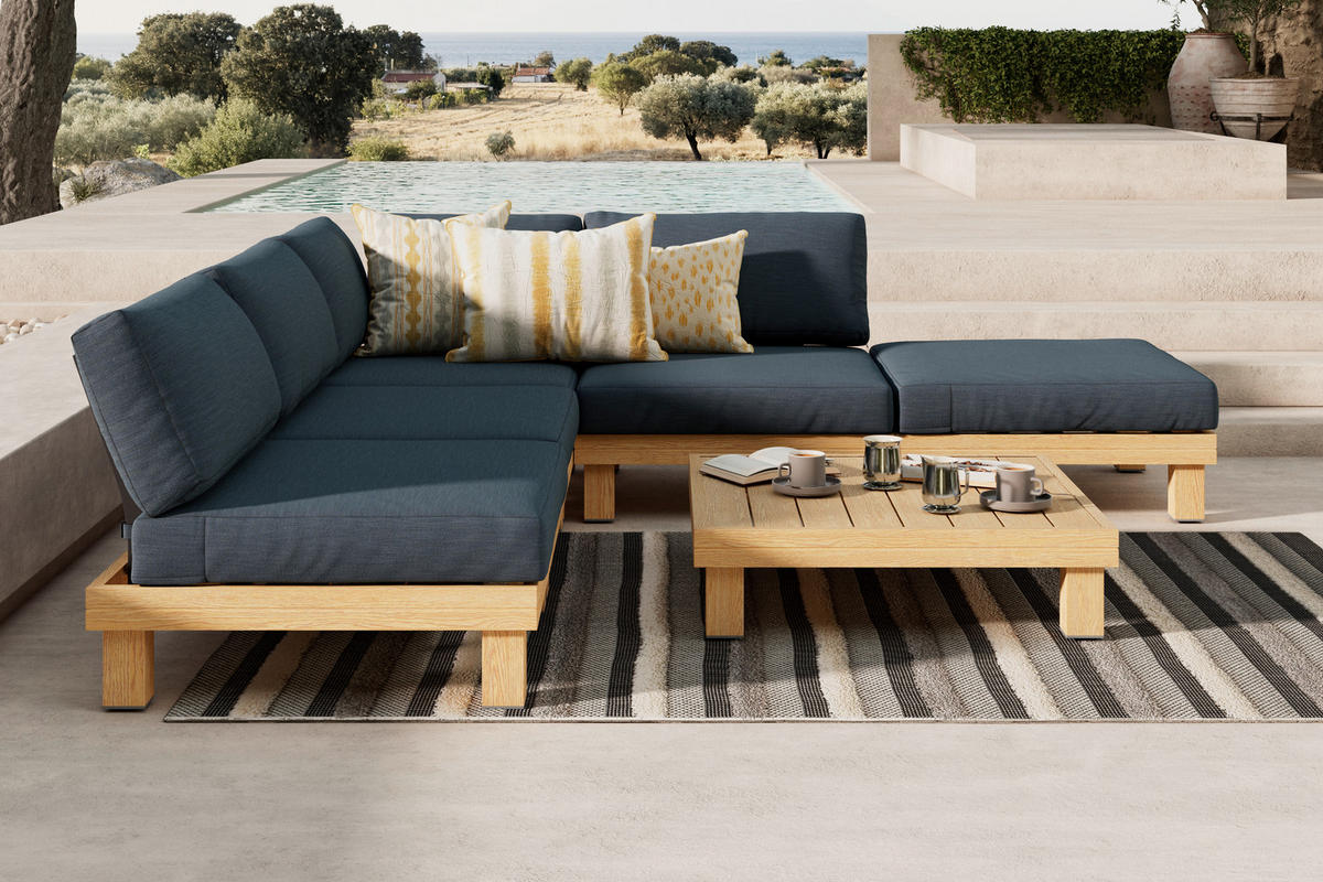 LOUNGEGARNITUR Aluminium  - Naturfarben/Grau, MODERN, Kunststoff/Textil (237/135cm) - Ambia Garden
