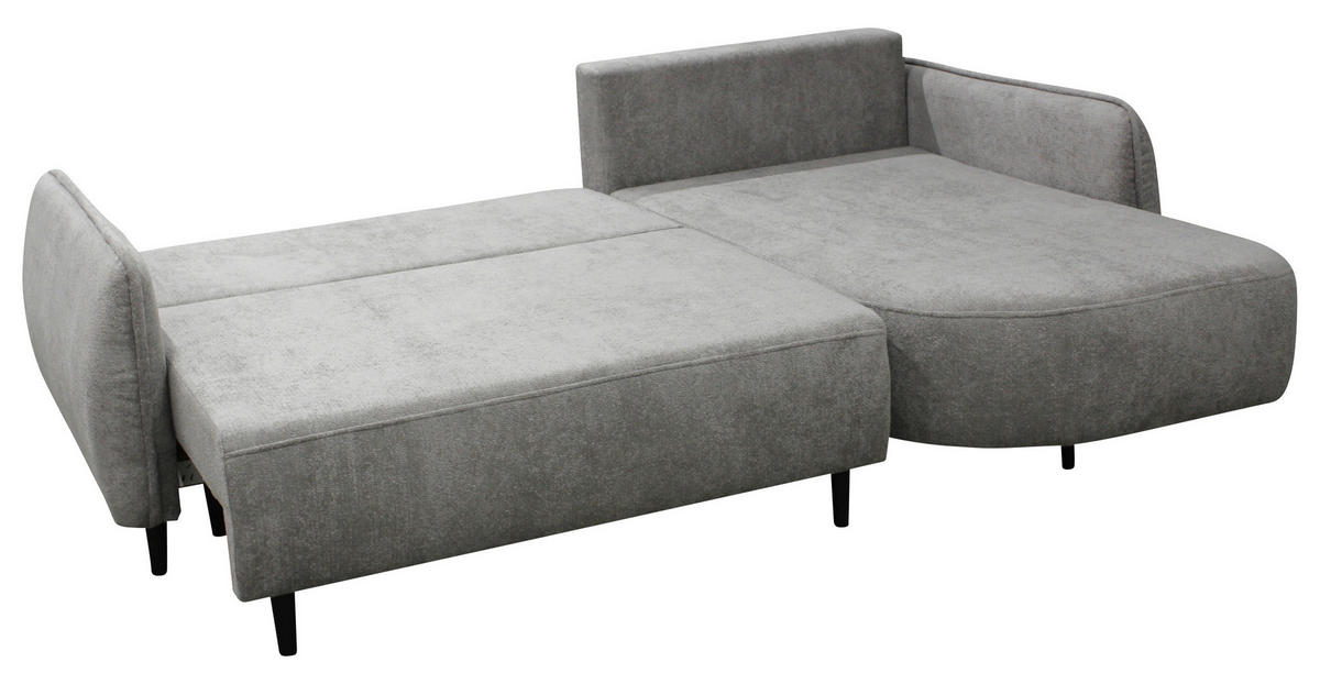 ECKSOFA MURANO Grau Chenille Zierkissen, Rückenkissen, Bettkasten  - Schwarz/Grau, Design, Holz/Textil (242/167cm) - MID.YOU