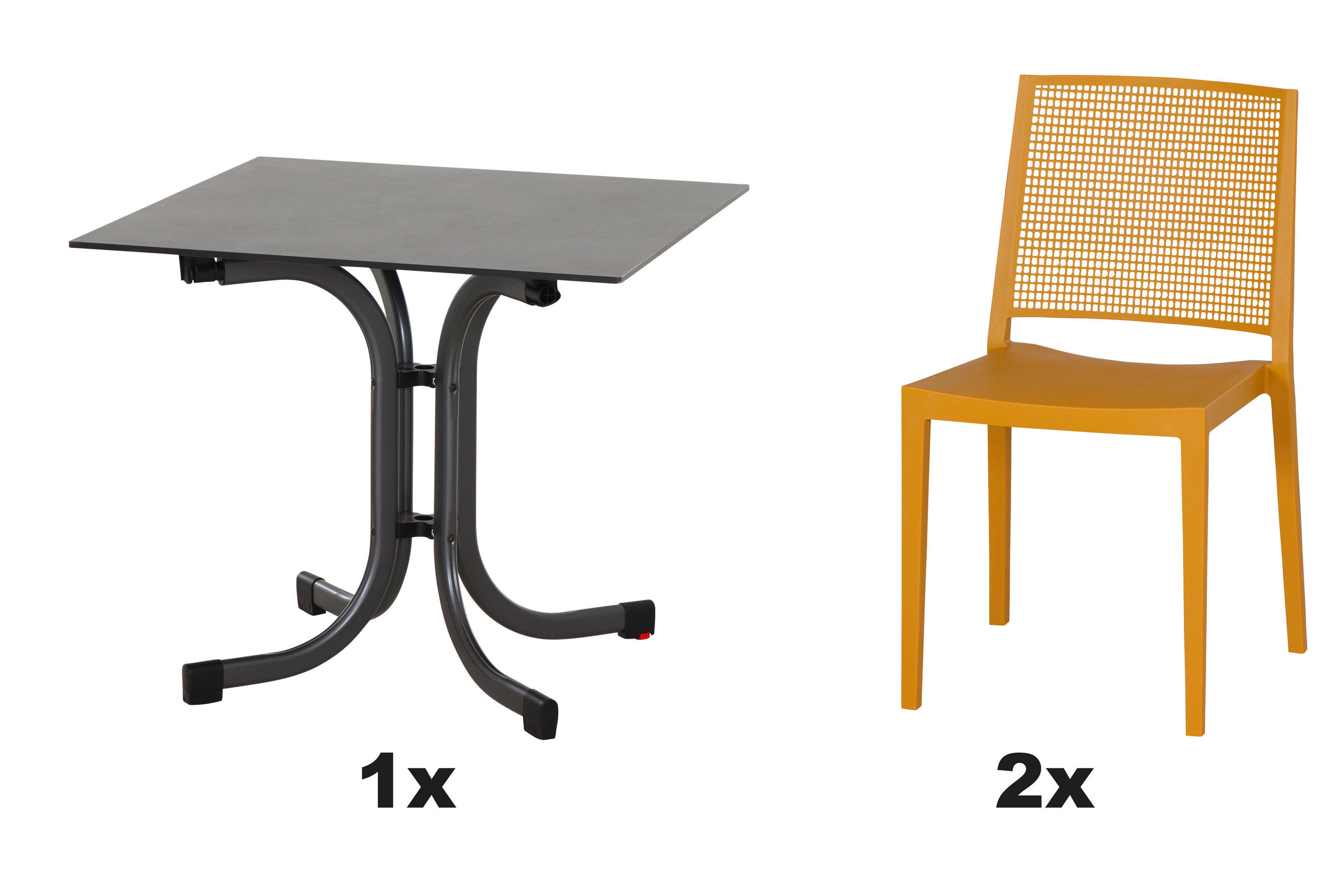 GARTENGARNITUR 3-teilig  - Gelb, Basics, Holzwerkstoff/Kunststoff (80/80/80cm) - Siena Garden