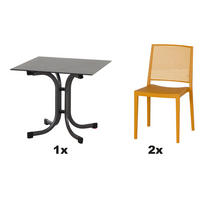 GARTENGARNITUR 3-teilig  - Gelb, Basics, Holzwerkstoff/Kunststoff (80/80/80cm) - Siena Garden