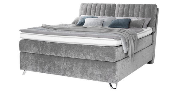 BOXSPRINGBETT 180/200 cm  in Grau  - Silberfarben/Grau, KONVENTIONELL, Textil (180/200cm) - Ambiente