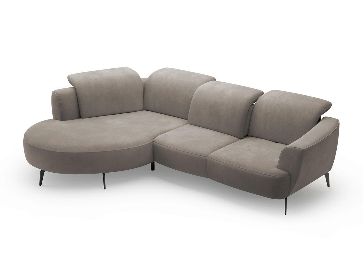 ECKSOFA ZOE E Schlammfarben Flachgewebe  - Schlammfarben/Schwarz, KONVENTIONELL, Textil/Metall (199/309cm) - Sit & More