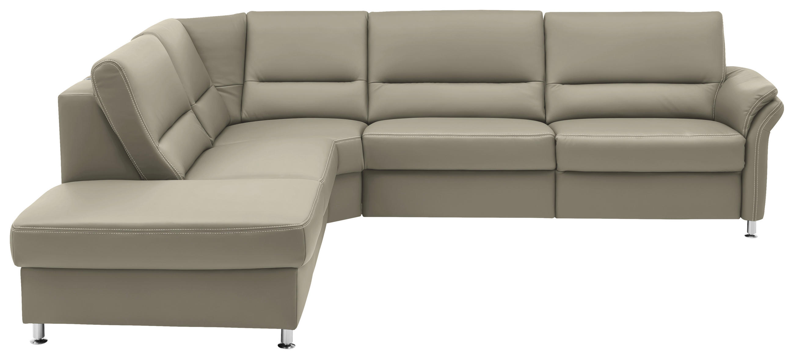 ECKSOFA in Echtleder Ecru  - Ecru/Beige, Design, Leder/Metall (249/288cm) - Beldomo Premium