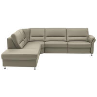 ECKSOFA in Echtleder Ecru  - Ecru/Beige, Design, Leder/Metall (249/288cm) - Beldomo Premium