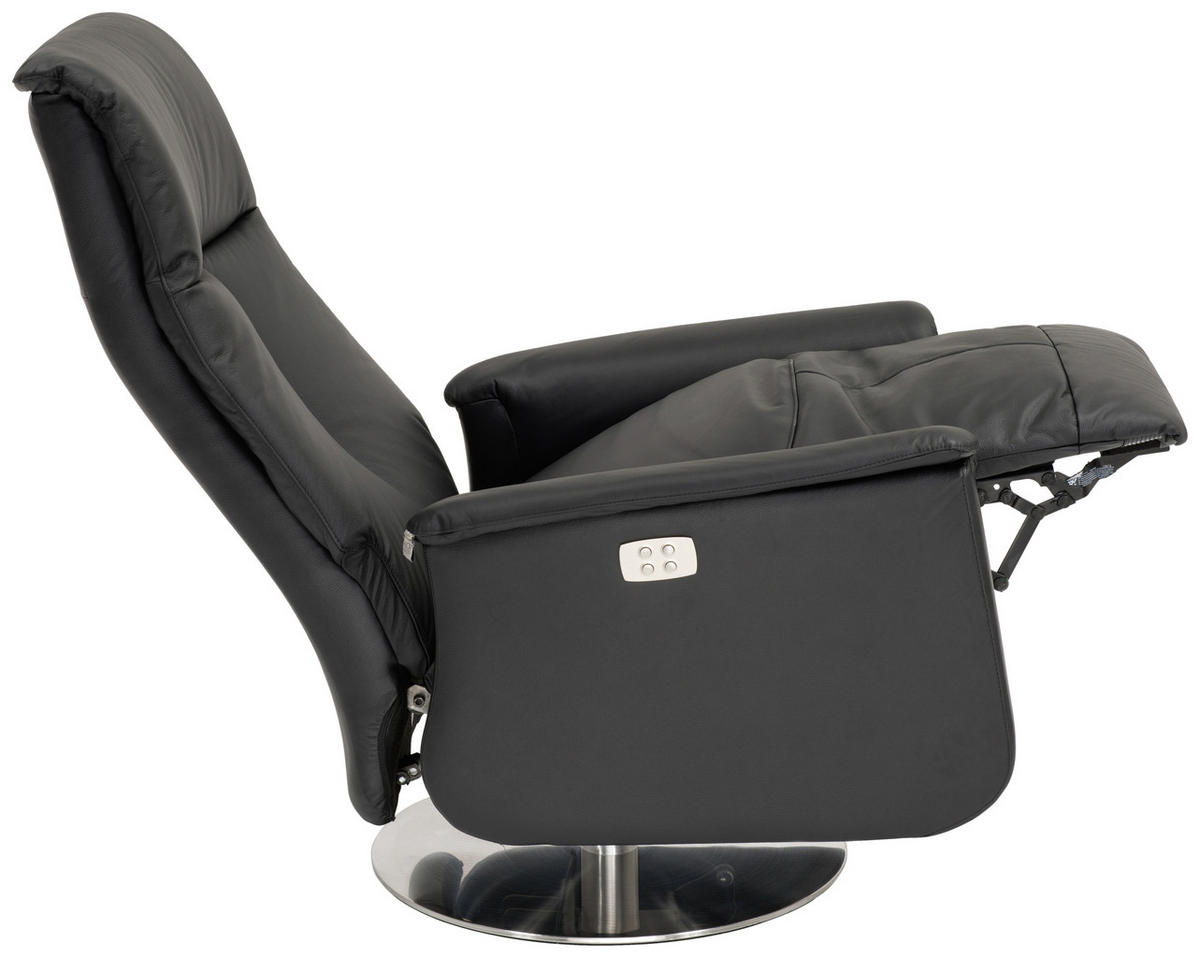 FÅTÖLJ i trä, metall, läder svart  - stålfärgad/svart, Design, metall/läder (80/117/87cm) - Welnova