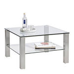 COUCHTISCH in Metall, Glas 75/75/43 cm  - Klar/Silberfarben, Design, Glas/Metall (75/75/43cm) - Novel