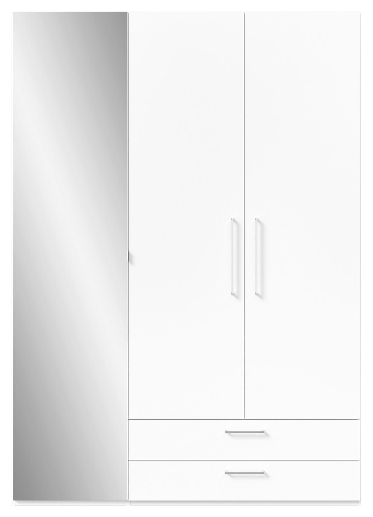 KLEIDERSCHRANK  in Weiß  - Edelstahlfarben/Weiß, Design, Glas/Holzwerkstoff (151,3/213,6/59,3cm) - Cantus