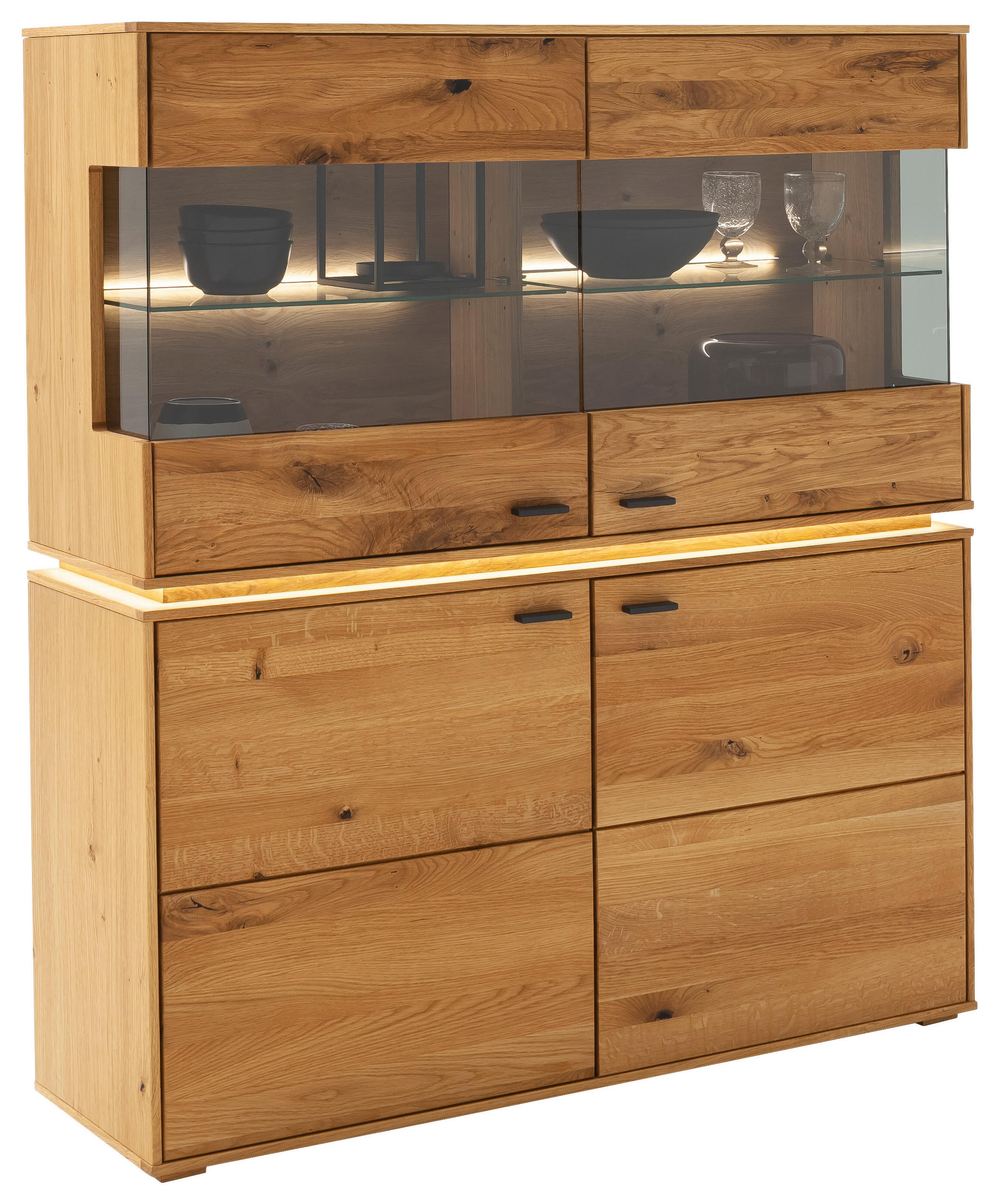 HIGHBOARD  in 123/137/38 cm  - Wildeiche/Anthrazit, Natur, Glas/Holz (123/137/38cm) - MID.YOU