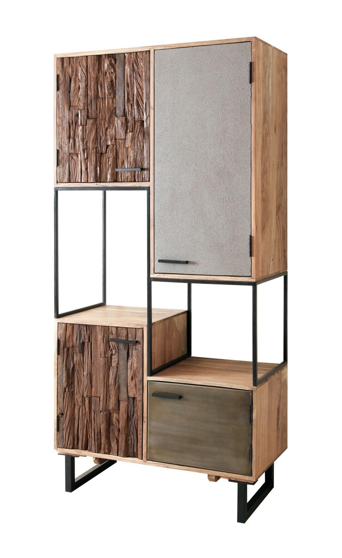 HÖG BYRÅ grå, akaciefärgad, ljusbrun  88/180/40 cm  - ljusbrun/svart, Design, metall/trä (88/180/40cm) - Carryhome