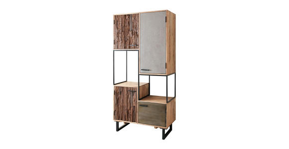 HIGHBOARD 88/180/40 cm  in Grau, Akaziefarben, Hellbraun  - Hellbraun/Schwarz, Design, Holz/Stein (88/180/40cm) - Carryhome