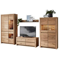 WOHNWAND  in Eichefarben  376,9/200,8/51,7 cm  - Eichefarben, Design, Glas/Holz (376,9/200,8/51,7cm) - Valdera