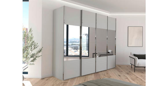 SCHWEBETÜRENSCHRANK 271/235/68 cm 4-türig Seidengrau  - Chromfarben/Seidengrau, Design, Holzwerkstoff/Metall (271/235/68cm) - Novel