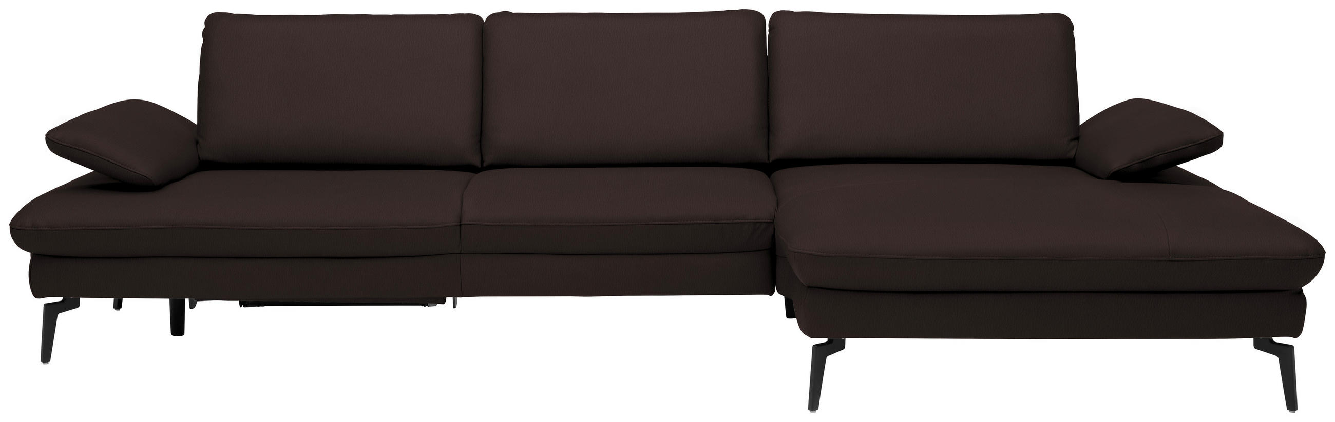 ECKSOFA in Echtleder Braun  - Schwarz/Braun, Design, Leder/Metall (325/157cm) - Dieter Knoll