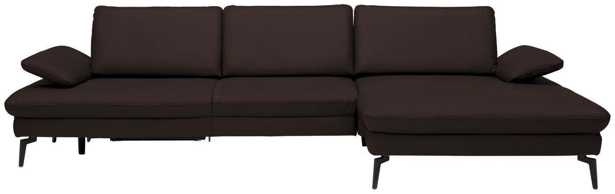 ECKSOFA in Echtleder Braun  - Schwarz/Braun, Design, Leder/Metall (325/157cm) - Dieter Knoll